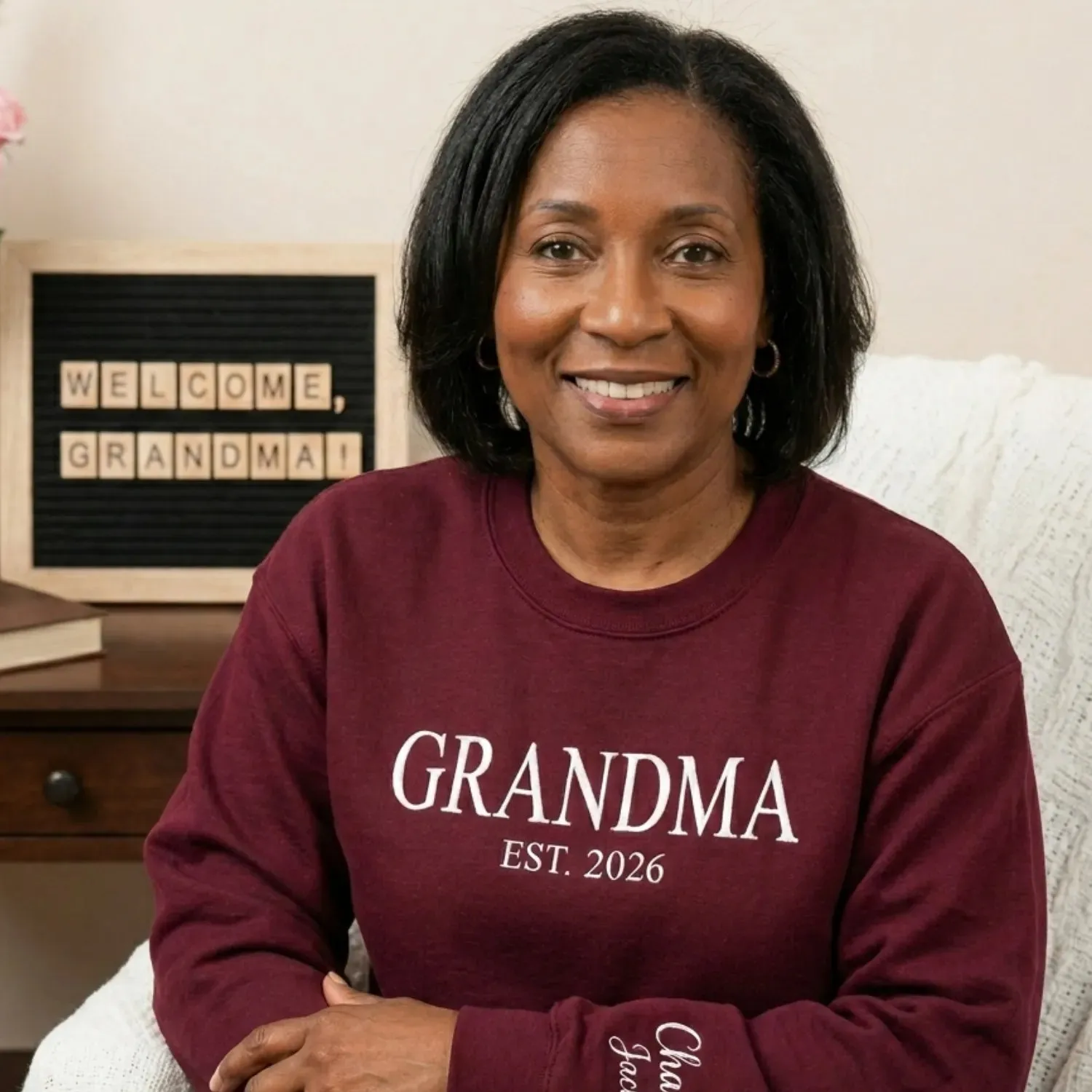 Custom Mama Embroidered Sweatshirt for Wife, New Mom or Mother's Day Birthday Gift sold by Embroly product image thumbnail 5