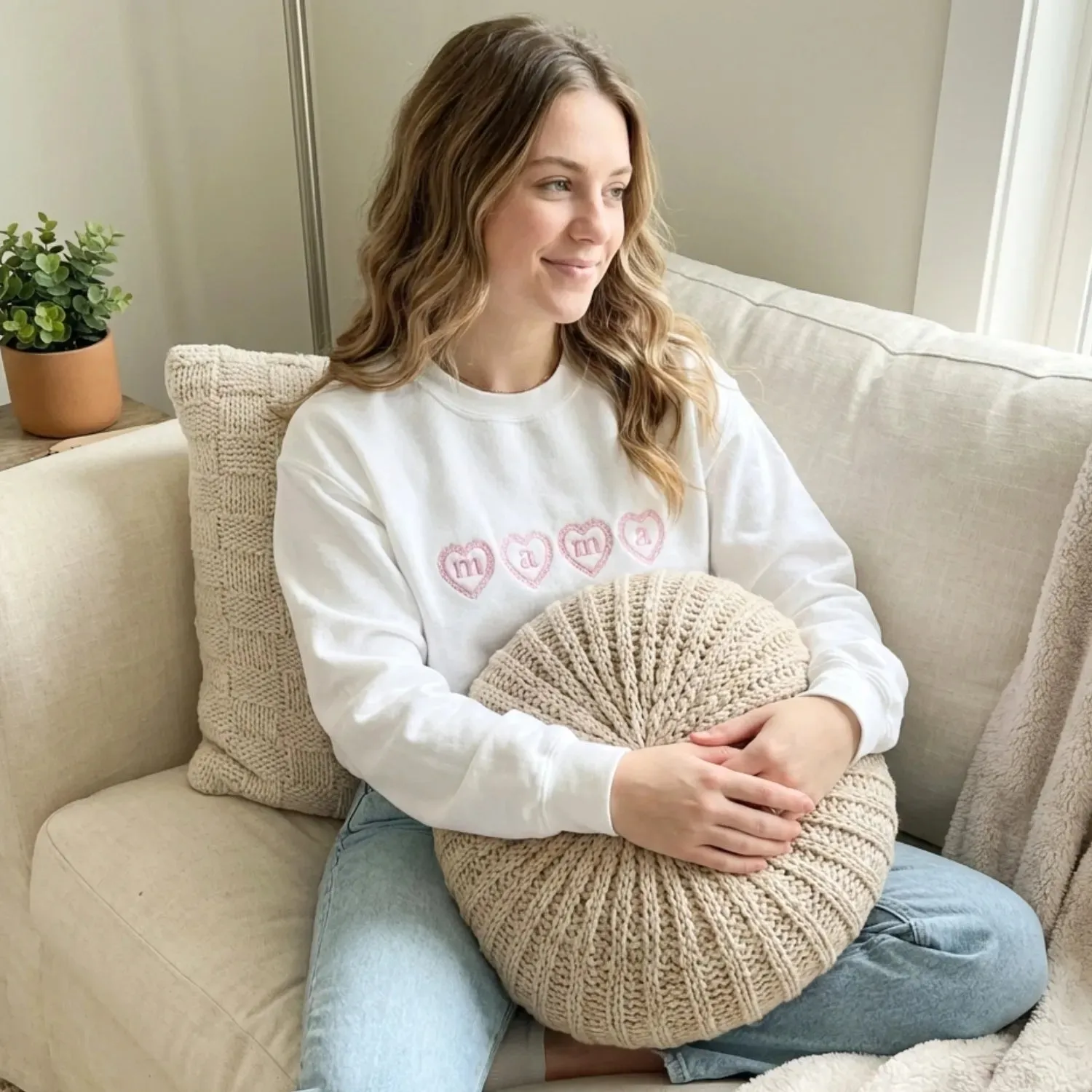 Embroidered Mama Heart Crewneck for Mom Valentine’s Day, Mother’s Day Gifts sold by Embroly product image thumbnail 5