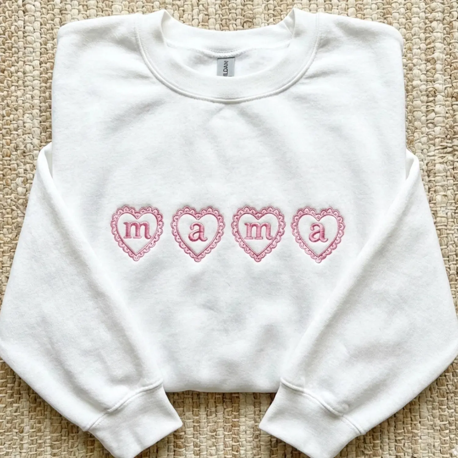 Embroidered Mama Heart Crewneck for Mom Valentine’s Day, Mother’s Day Gifts sold by Embroly product image thumbnail 3