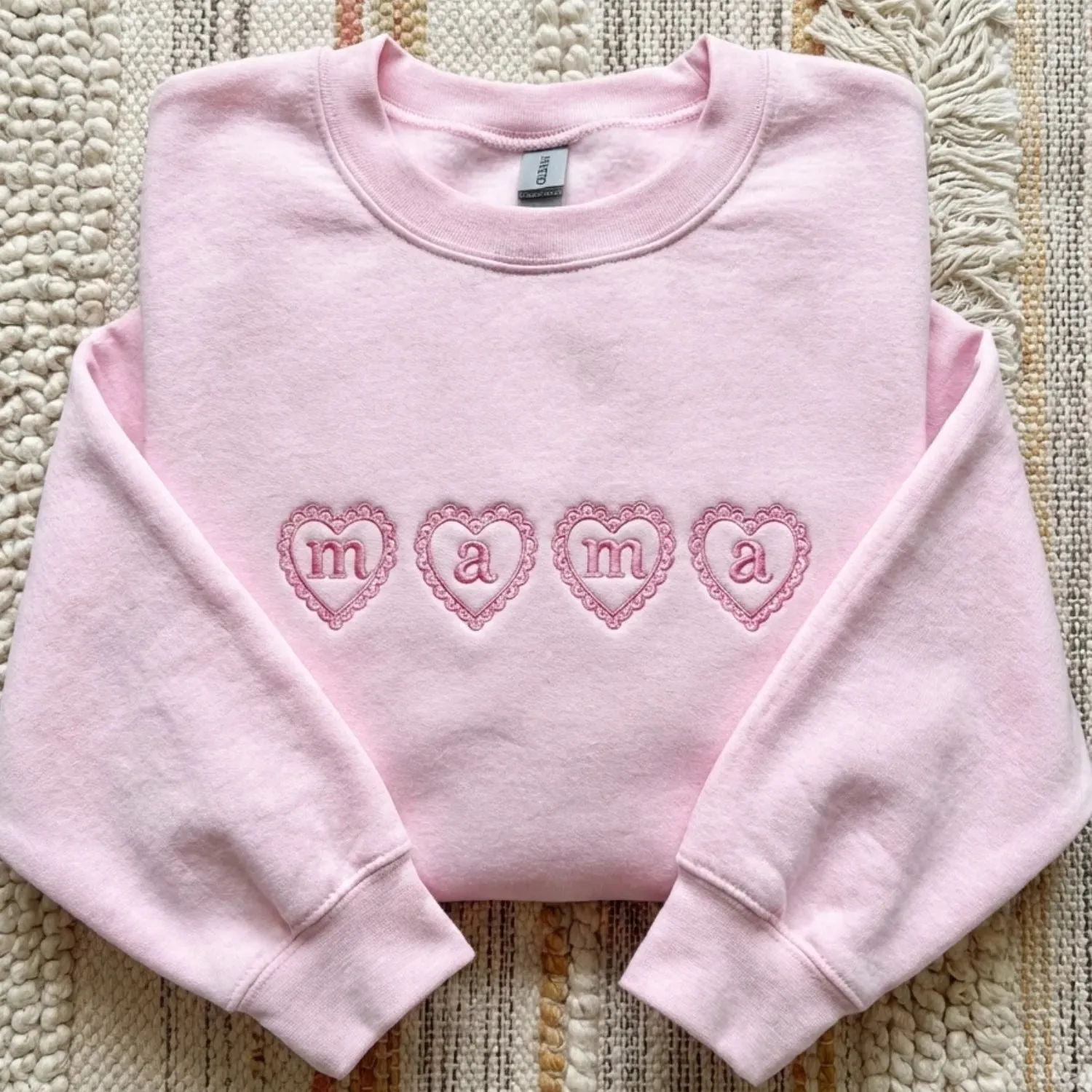Embroidered Mama Heart Crewneck for Mom Valentine’s Day, Mother’s Day Gifts sold by Embroly