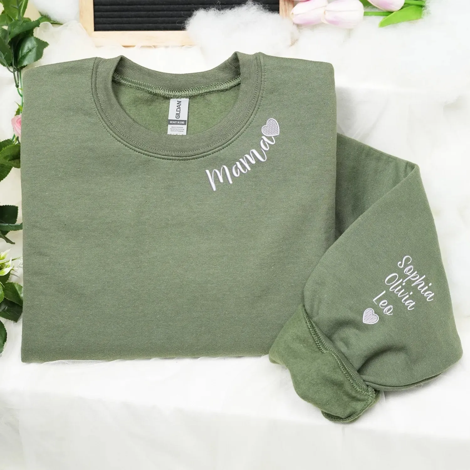 Personalized Mama Embroidered Sweatshirt – Gift for Daughter & New Mom sold by Embroly product image thumbnail 3