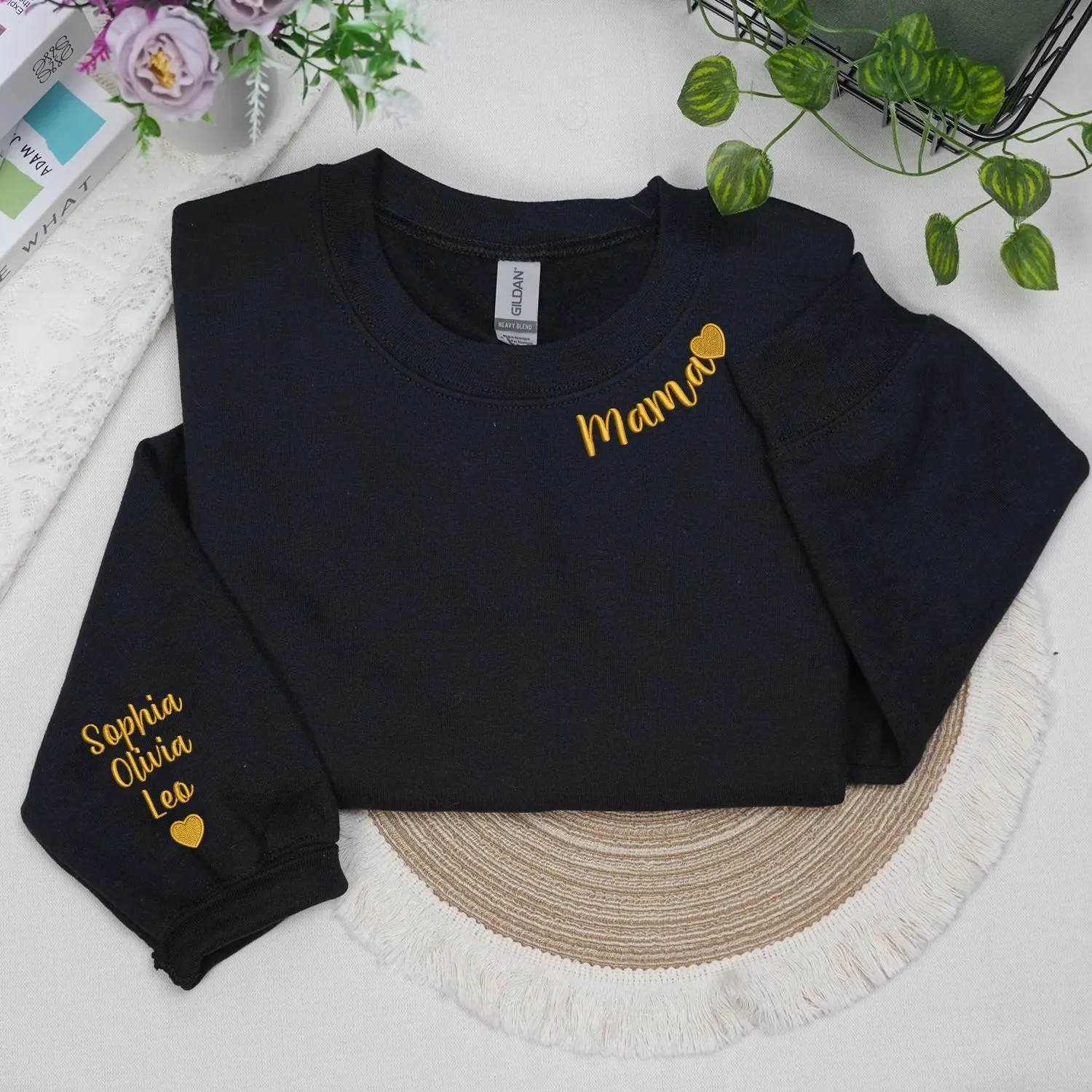 Personalized Mama Embroidered Sweatshirt – Gift for New Parent Mom Dad Friend sold by Embroly