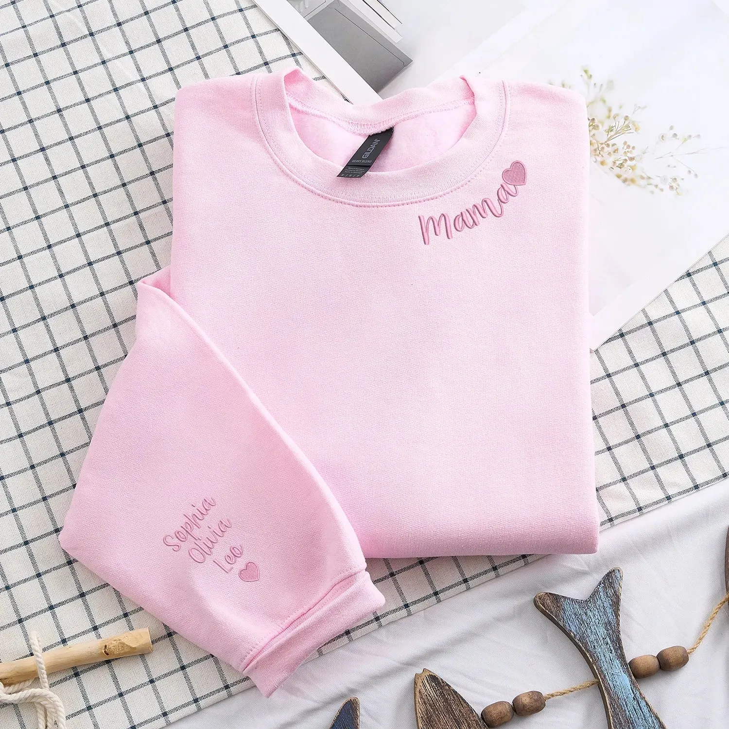 Personalized Mama Embroidered Sweatshirt – Gift for New Parent Mom Dad Friend sold by Embroly product image thumbnail 4