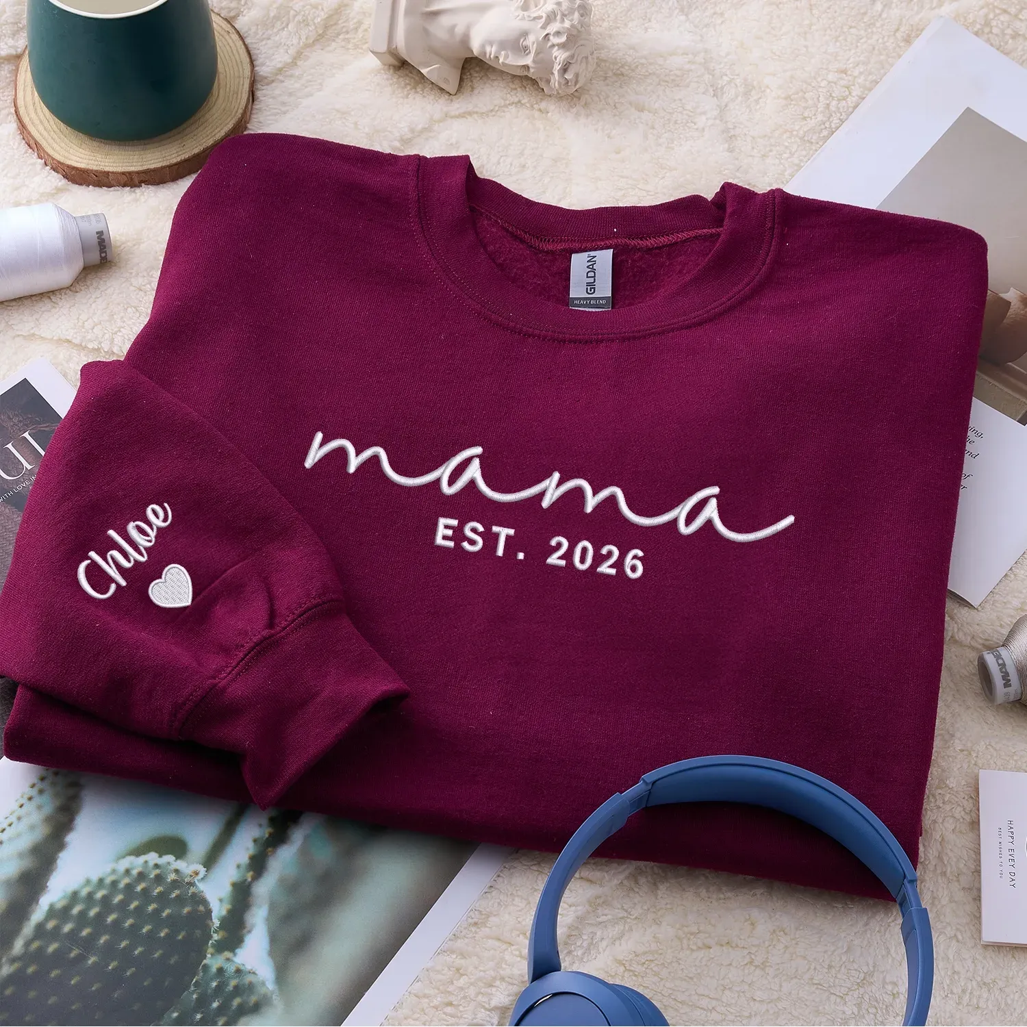 Mother’s Day Gift for Wife - Custom Embroidered Mama Sweatshirt She’ll Wear with Pride sold by Embroly product image thumbnail 4