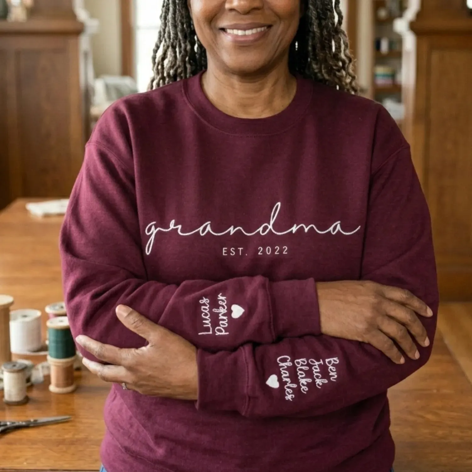 Mother’s Day Gift for Wife - Custom Embroidered Mama Sweatshirt She’ll Wear with Pride sold by Embroly product image thumbnail 3