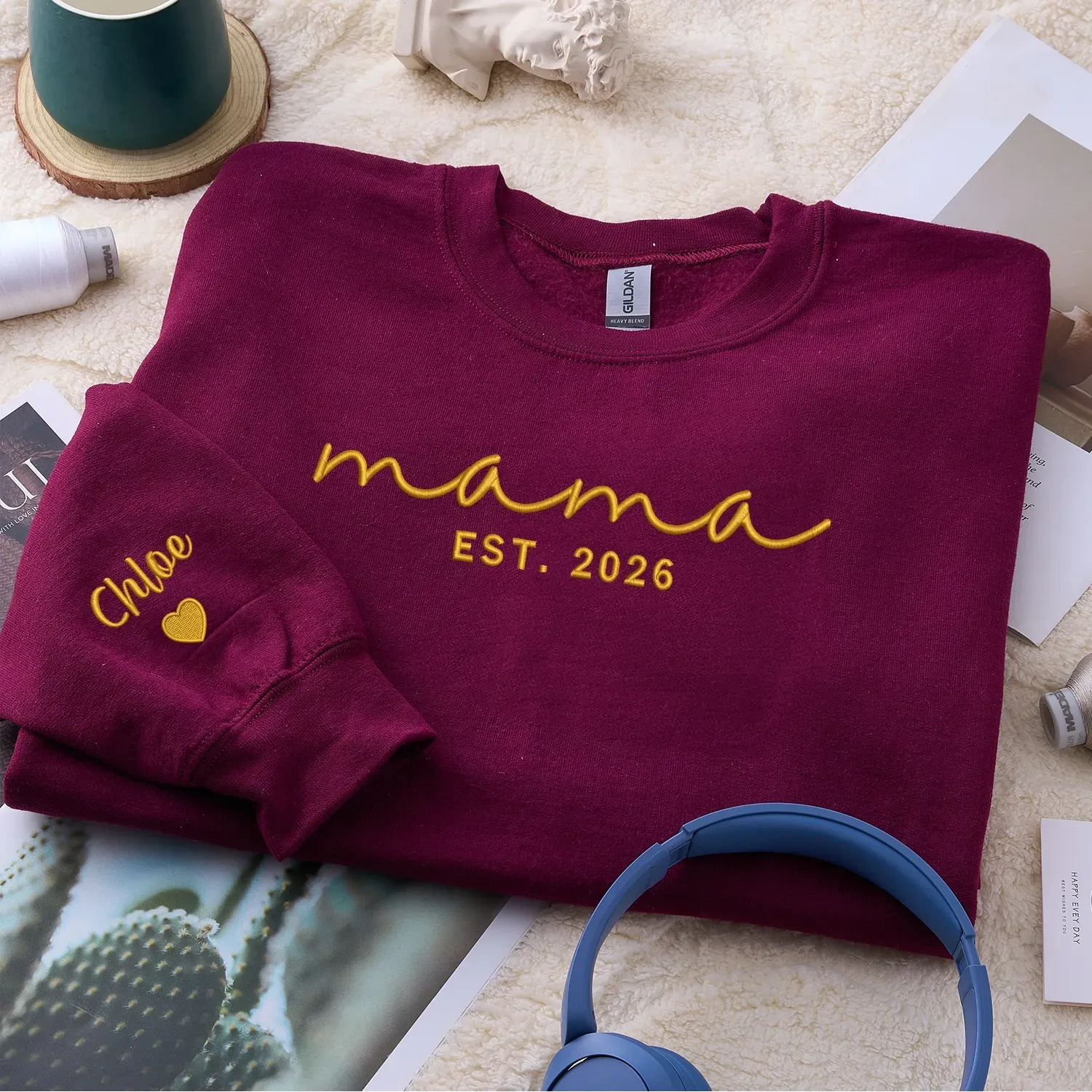 First Mother’s Day Gift - Personalized Mama Embroidered Sweatshirt for New Mom sold by Embroly product image thumbnail 5