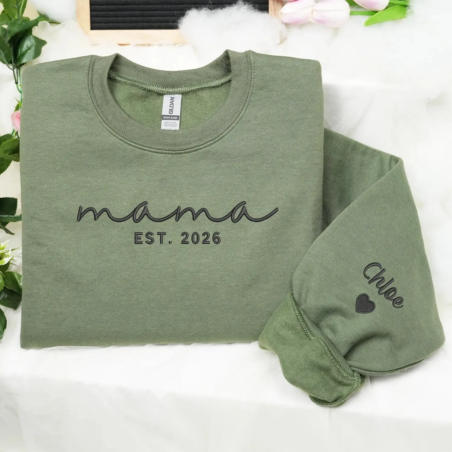 First Mother’s Day Gift - Personalized Mama Embroidered Sweatshirt for New Mom sold by Embroly product image thumbnail 4