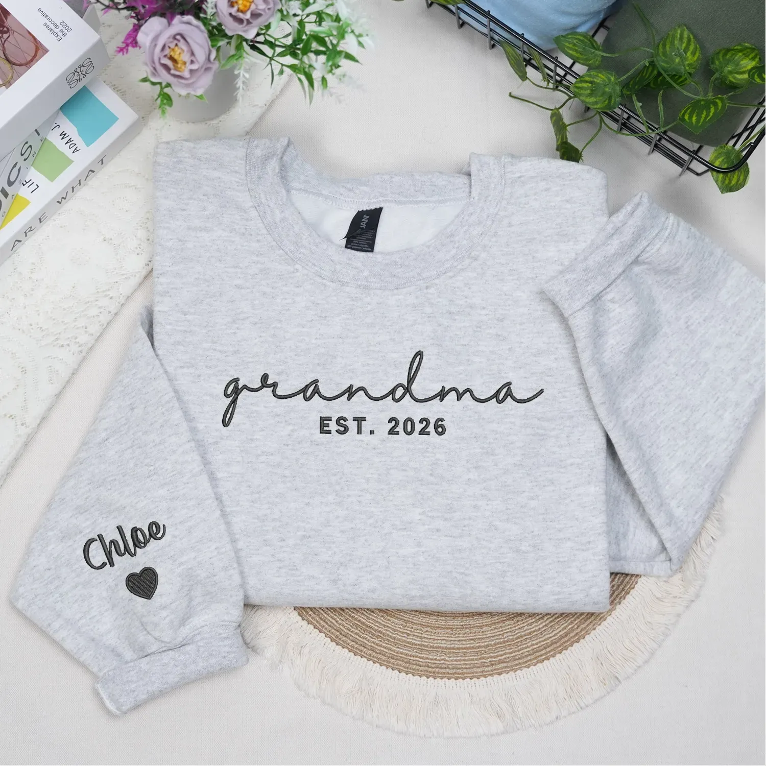 Custom Mama Embroidered Sweatshirt - Personalized Gift for Wife, Mom, New Mom - Mother’s Day & Birthday sold by Embroly product image thumbnail 5