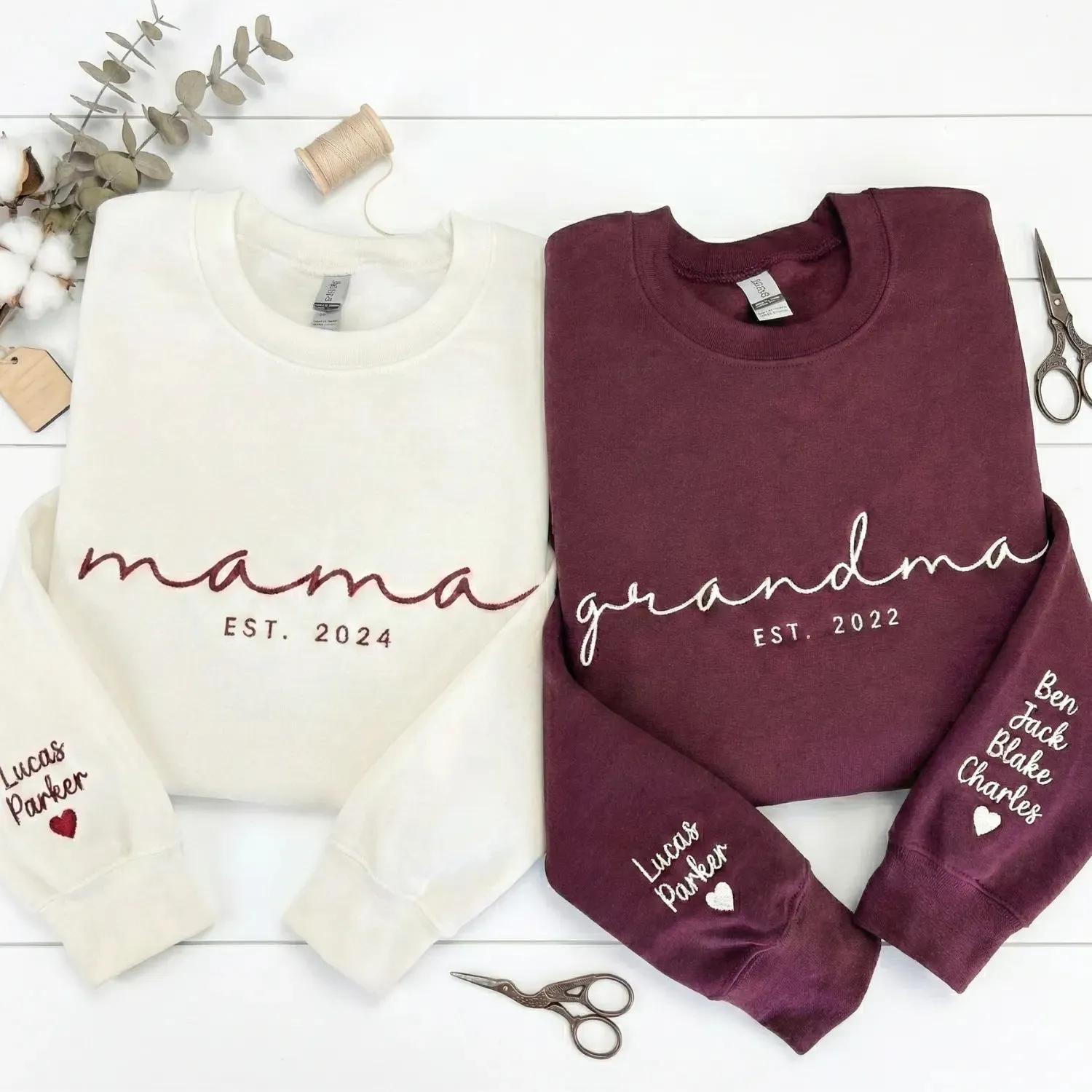 Custom Mama Embroidered Sweatshirt - Personalized Gift for Wife, Mom, New Mom - Mother’s Day & Birthday sold by Embroly