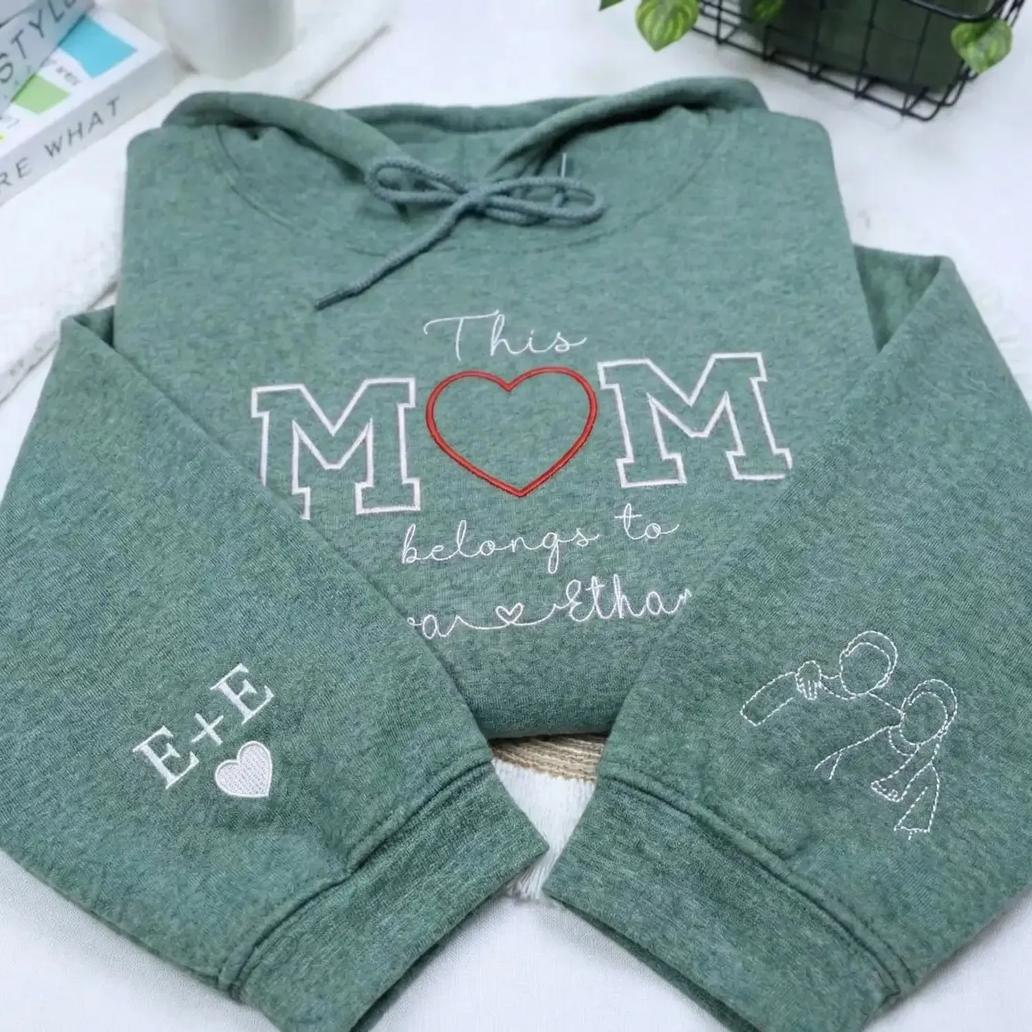 Custom Embroidered This Mom Belongs To Sweatshirt or Hoodie with Photo Portrait, Mother's Day Gifts from Husband sold by Embroly product image thumbnail 4
