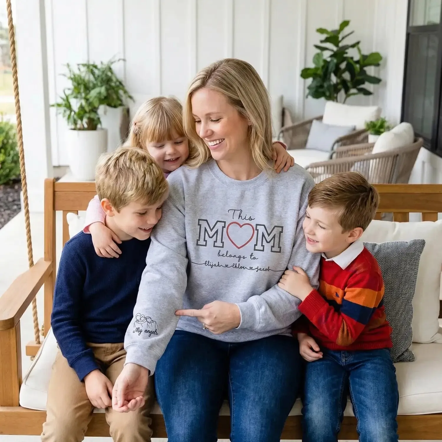 Custom Embroidered This Mom Belongs To Sweatshirt or Hoodie with Photo Portrait, Mother's Day Gifts from Husband sold by Embroly product image thumbnail 3