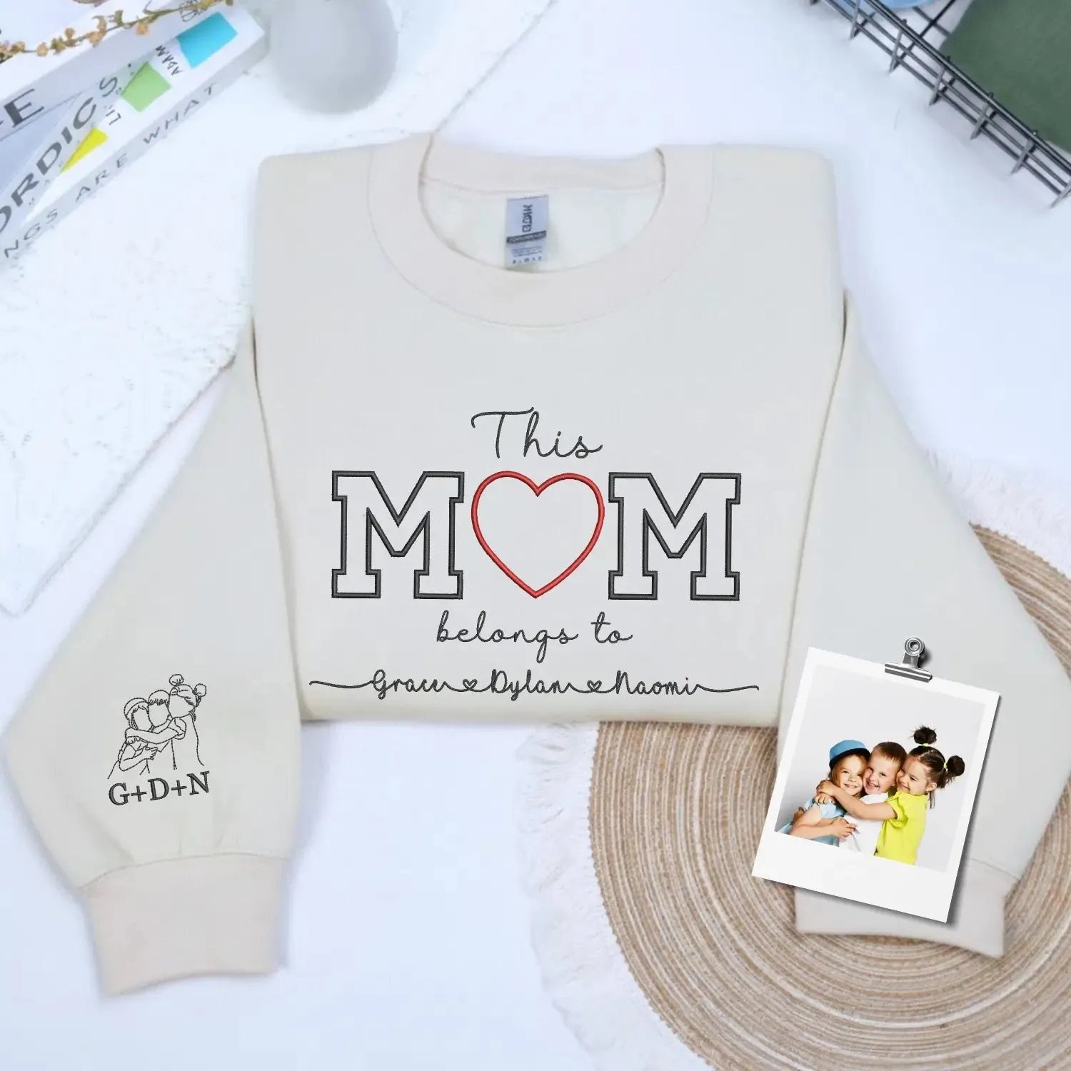 Custom Embroidered This Mom Belongs To Sweatshirt or Hoodie with Photo Portrait, Mother's Day Gifts from Husband sold by Embroly product image thumbnail 5