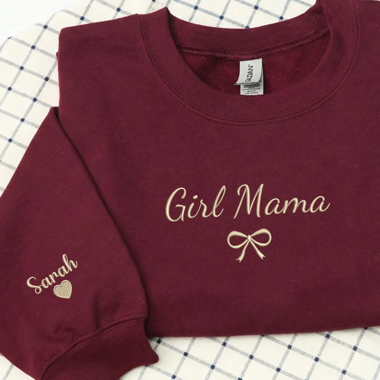 Custom Girl Mama Embroidered Sweatshirt - Personalized Gift for Daughter, Wife, Sister or New Mom sold by Embroly product image thumbnail 5