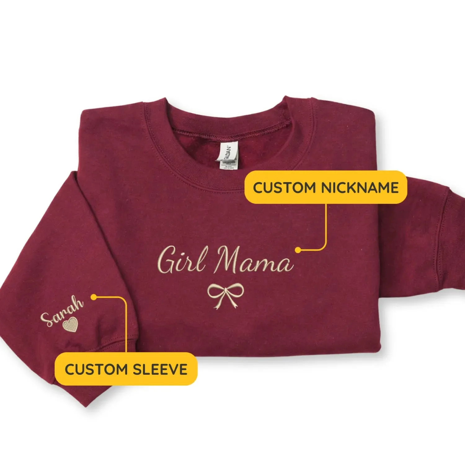 Custom Girl Mama Embroidered Sweatshirt - Personalized Gift for Daughter, Wife, Sister or New Mom sold by Embroly product image thumbnail 2