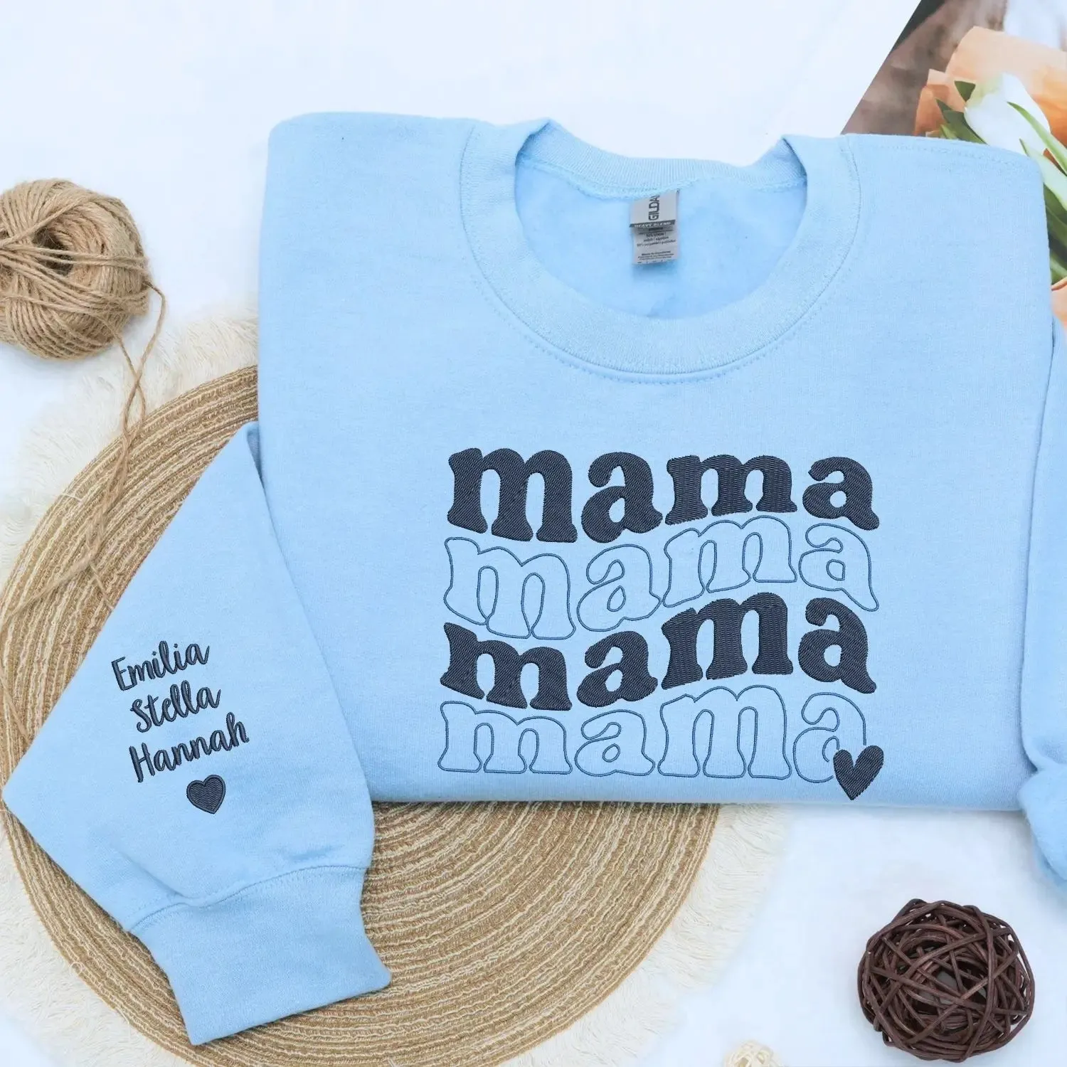 Custom Embroidered Groovy Mama Sweatshirt or Hoodie with Name on Sleeve, Mother's Day gift for Daughter sold by Embroly product image thumbnail 5