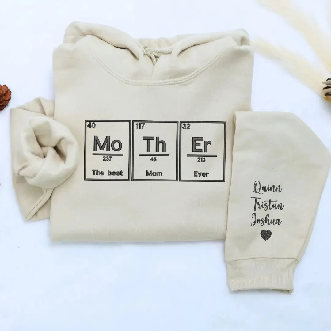 Custom Embroidered Best Mom Ever Sweatshirt or Hoodie with Names on Sleeve, Husband to Wife Mother's Day Gift sold by Embroly product image thumbnail 4