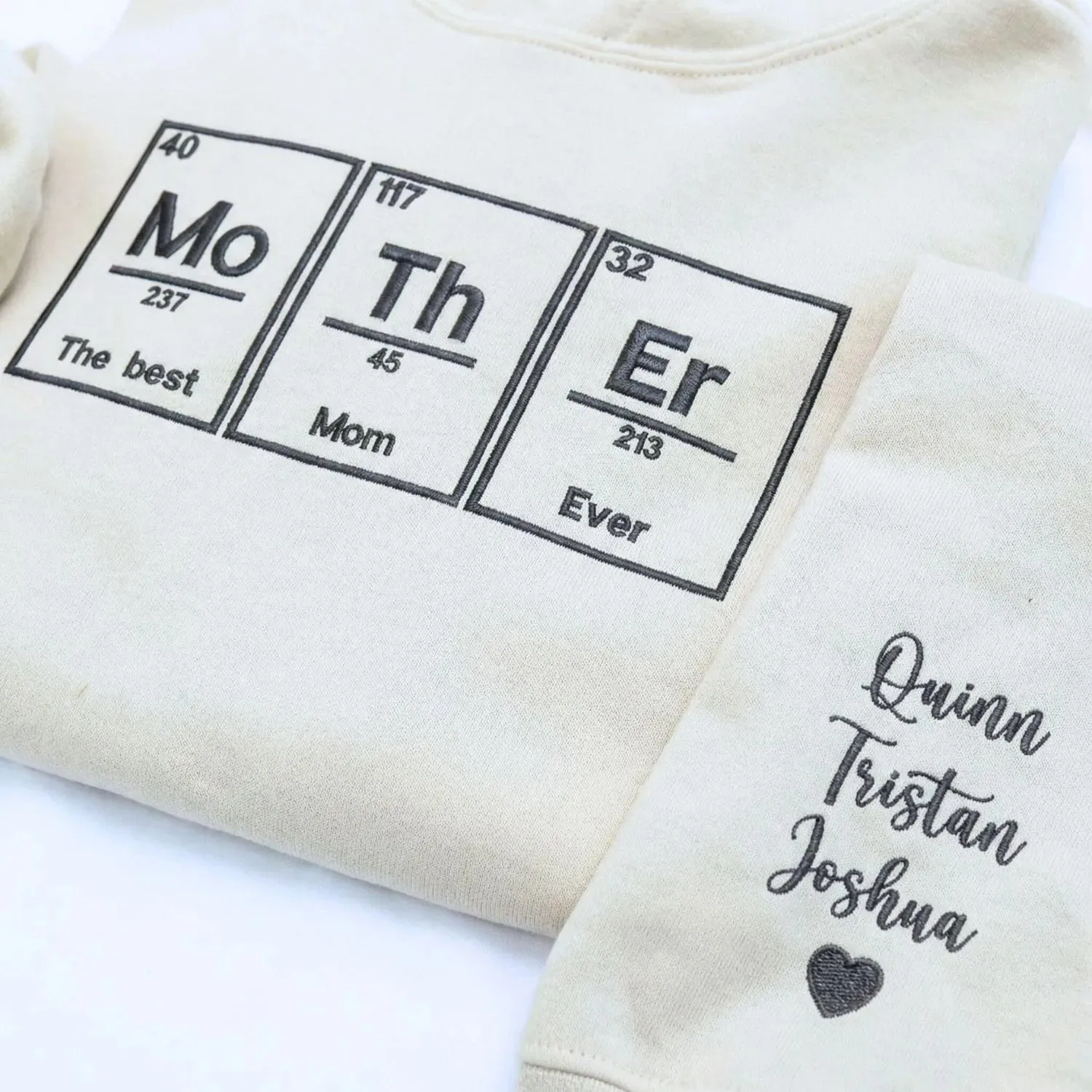 Custom Embroidered Best Mom Ever Sweatshirt or Hoodie with Names on Sleeve, Husband to Wife Mother's Day Gift sold by Embroly product image thumbnail 3