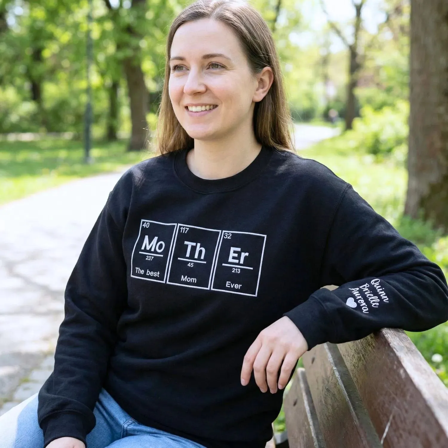 Custom Embroidered Best Mom Ever Sweatshirt or Hoodie with Names on Sleeve, Husband to Wife Mother's Day Gift sold by Embroly product image thumbnail 2