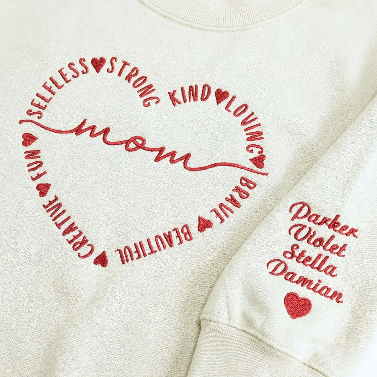 Custom Embroidered Beautiful Mom Sweatshirt or Hoodie, Mothers Day Gift from Daughter sold by Embroly product image thumbnail 3