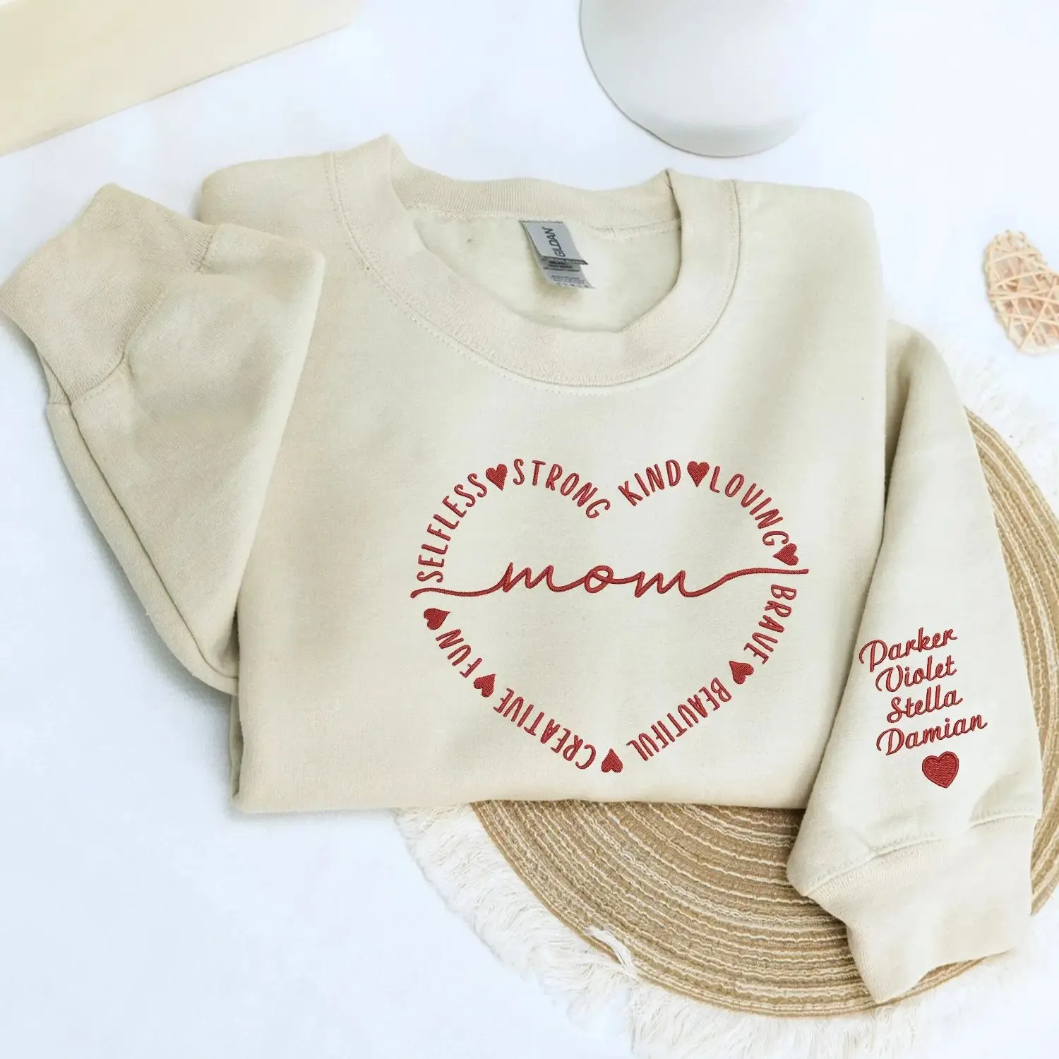 Custom Embroidered Beautiful Mom Sweatshirt or Hoodie, Mothers Day Gift from Daughter sold by Embroly product image thumbnail 4