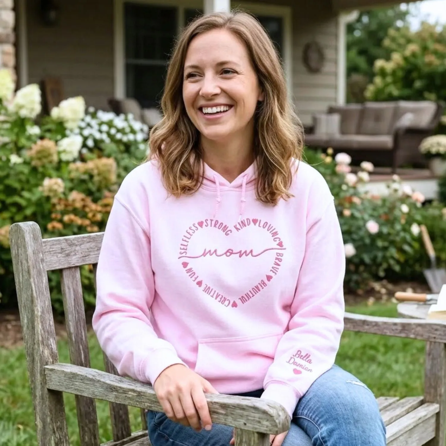 Custom Embroidered Beautiful Mom Sweatshirt or Hoodie, Mothers Day Gift from Daughter sold by Embroly product image thumbnail 2