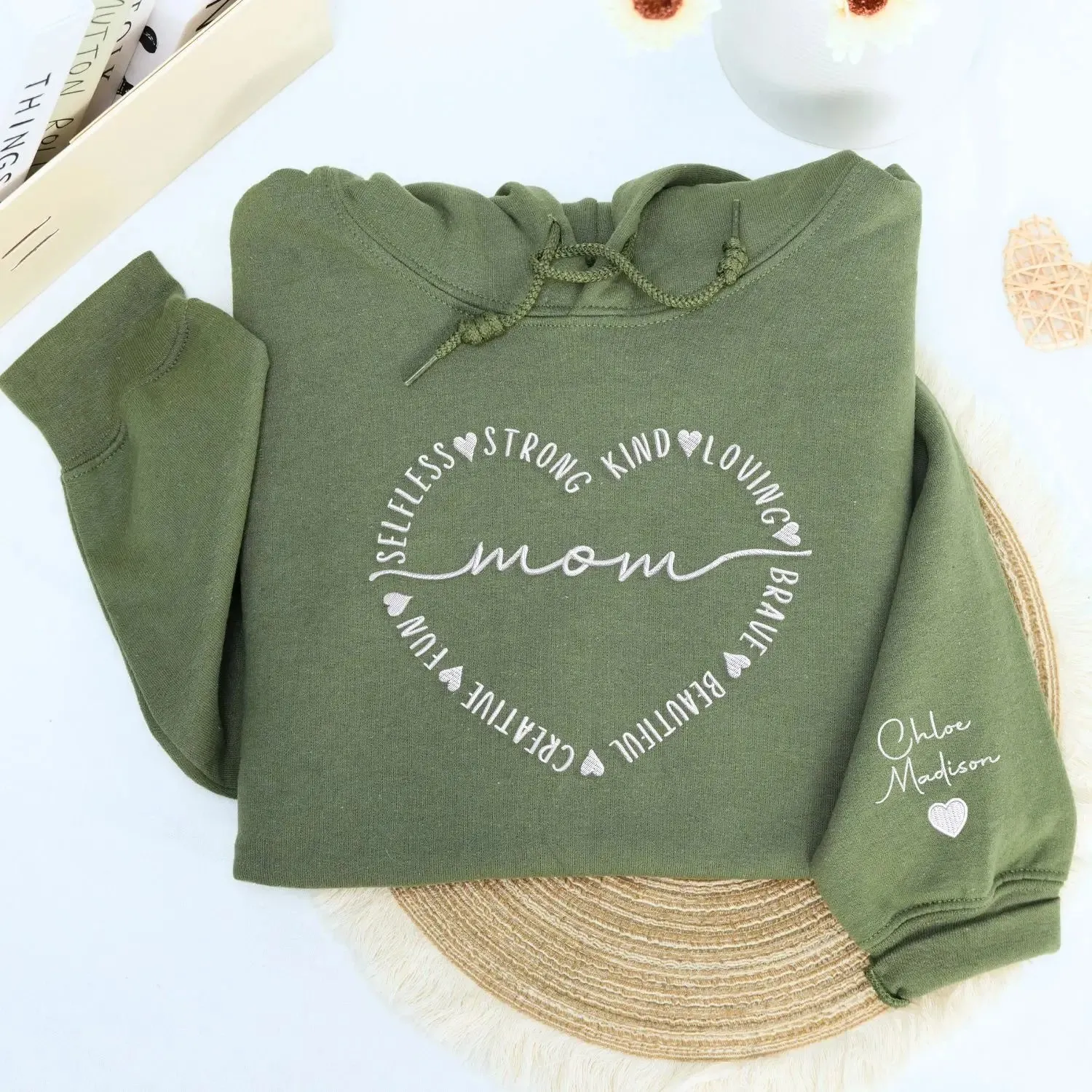 Custom Embroidered Beautiful Mom Sweatshirt or Hoodie, Mothers Day Gift from Daughter sold by Embroly product image thumbnail 5