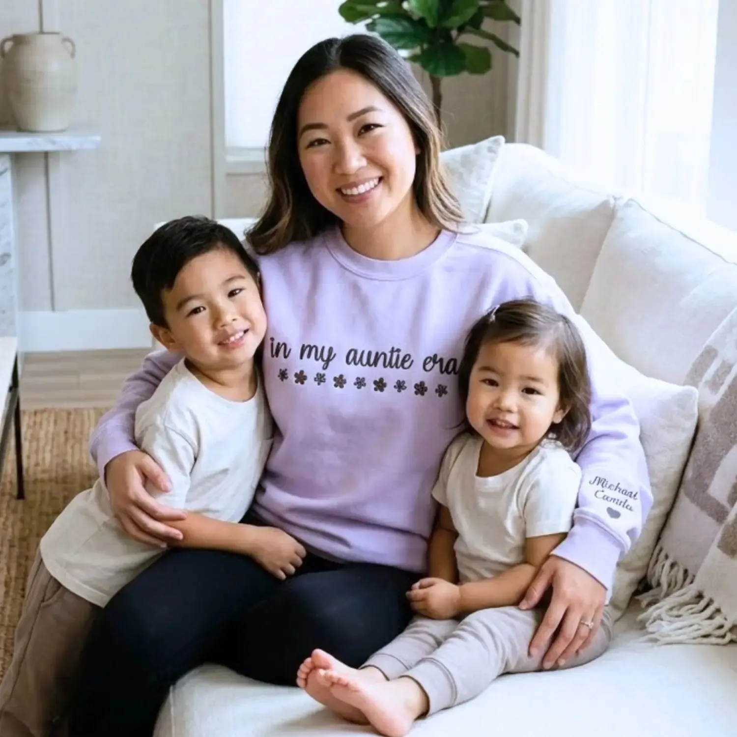 Custom Embroidered In My Aunt Era T-Shirt or Sweatshirt with Name on Sleeve, Auntie Gifts from Niece sold by Embroly product image thumbnail 2