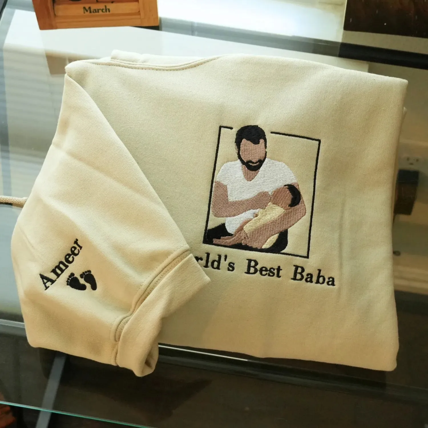 Custom World's Best Papa Portrait Sweatshirt - Unique Father's Day Photo Gift - Personalized Hoodie sold by Embroly product image thumbnail 4