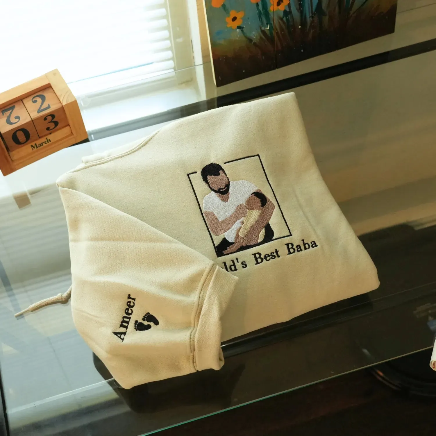 Custom World's Best Papa Portrait Sweatshirt - Unique Father's Day Photo Gift - Personalized Hoodie sold by Embroly product image thumbnail 5