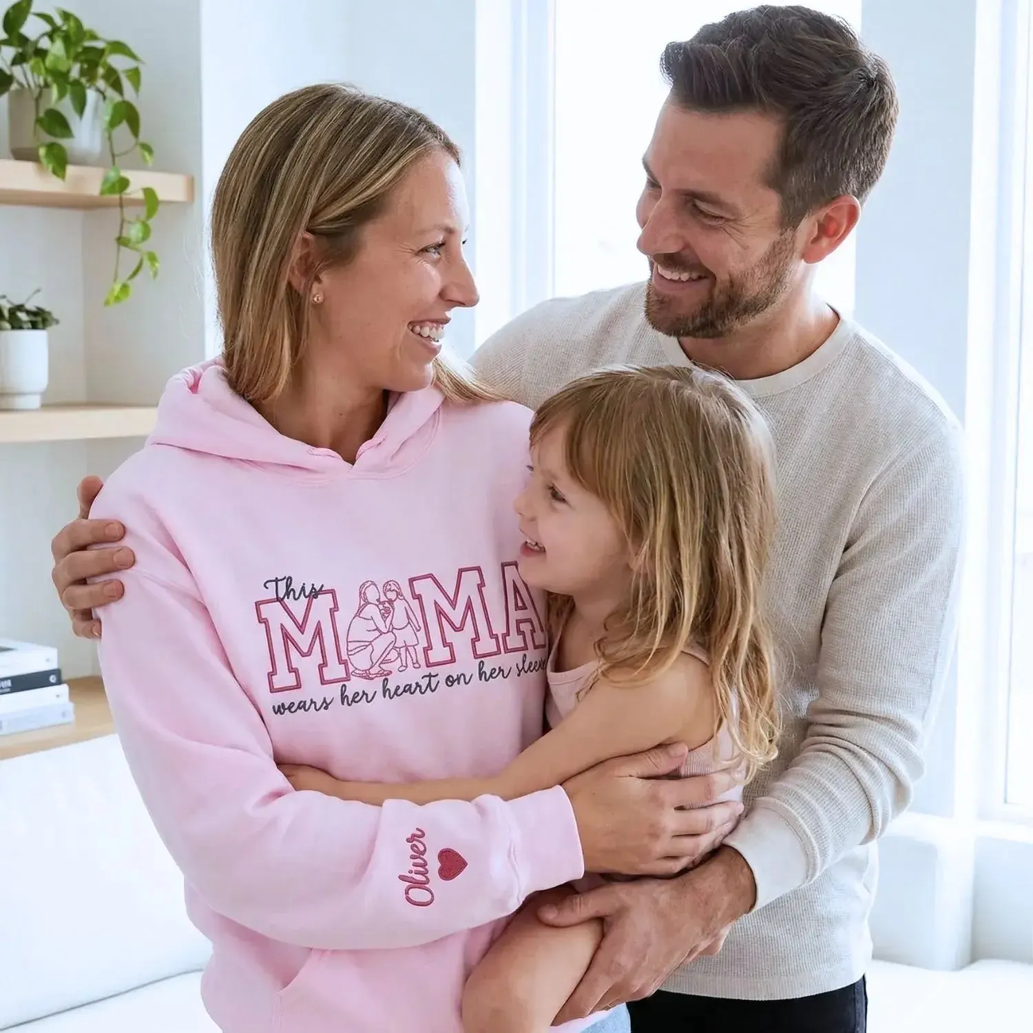 Custom Embroidered This Mama Wears Her Heart on Her Sleeve with Portrait from Photo Sweatshirt, Gifts for Mama sold by Embroly product image thumbnail 3