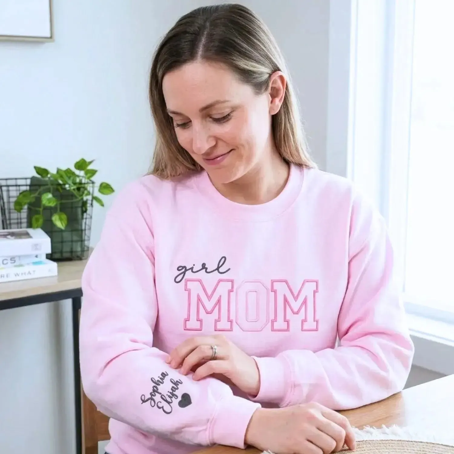 Personalized Girl Mom Gift with Embroidered Sweatshirt or Hoodie, Mother's Day Gift from Sister sold by Embroly product image thumbnail 3