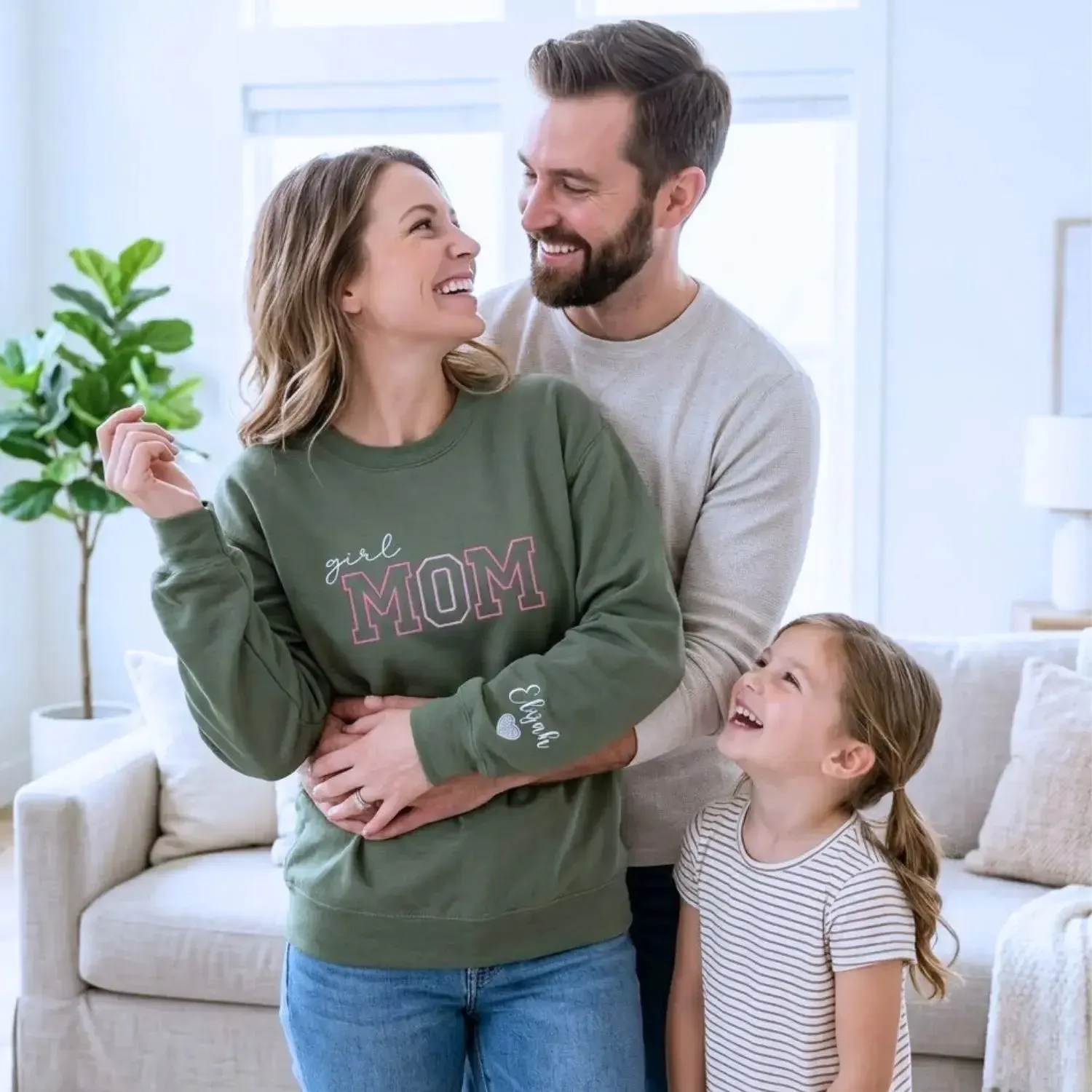Personalized Girl Mom Gift with Embroidered Sweatshirt or Hoodie, Mother's Day Gift from Sister sold by Embroly product image thumbnail 4