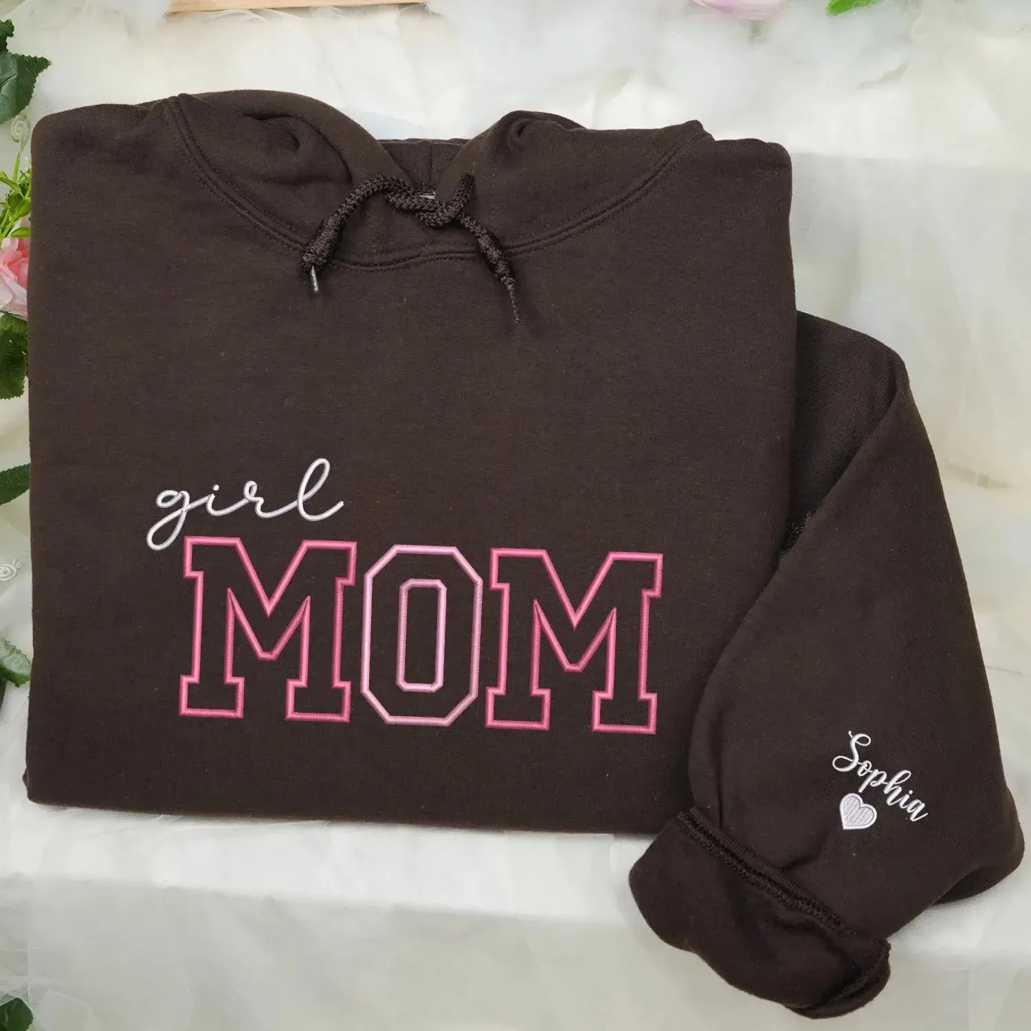 Personalized Girl Mom Gift with Embroidered Sweatshirt or Hoodie, Mother's Day Gift from Sister sold by Embroly product image thumbnail 5