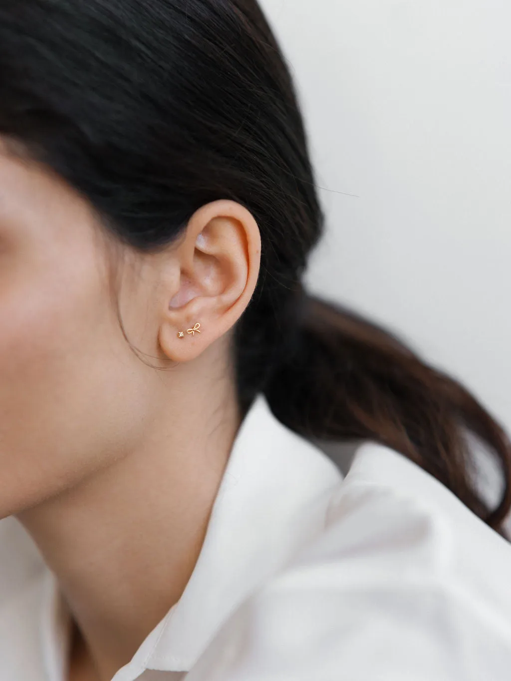 Solitaire Diamond Studs 14K Gold | Online Exclusive sold by Lisbeth Jewelry product image thumbnail 3