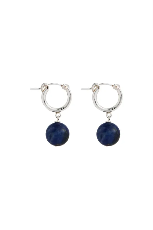 Boule Hoops Sodalite Silver made by Lisbeth Jewelry