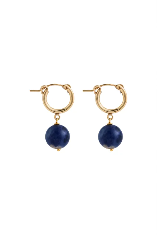 Boule Hoops Sodalite Gold made by Lisbeth Jewelry