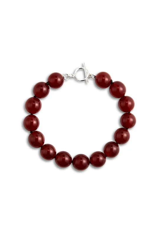 Grande Boule Bracelet Red Agate made by Lisbeth Jewelry