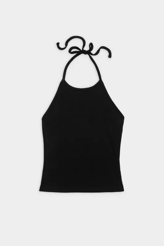 Organic Cotton Pomelo Halter Tank made by Nu Swim