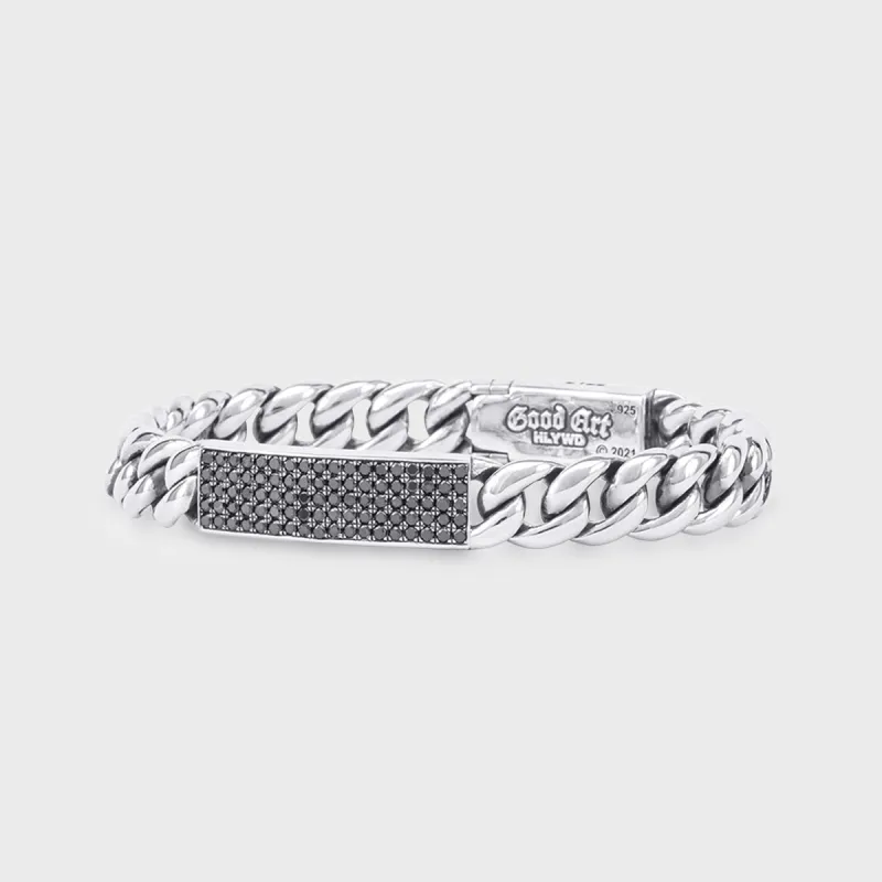 B & T ID Bracelet | Black Diamonds Pavé - 4A made by Good Art Hlywd