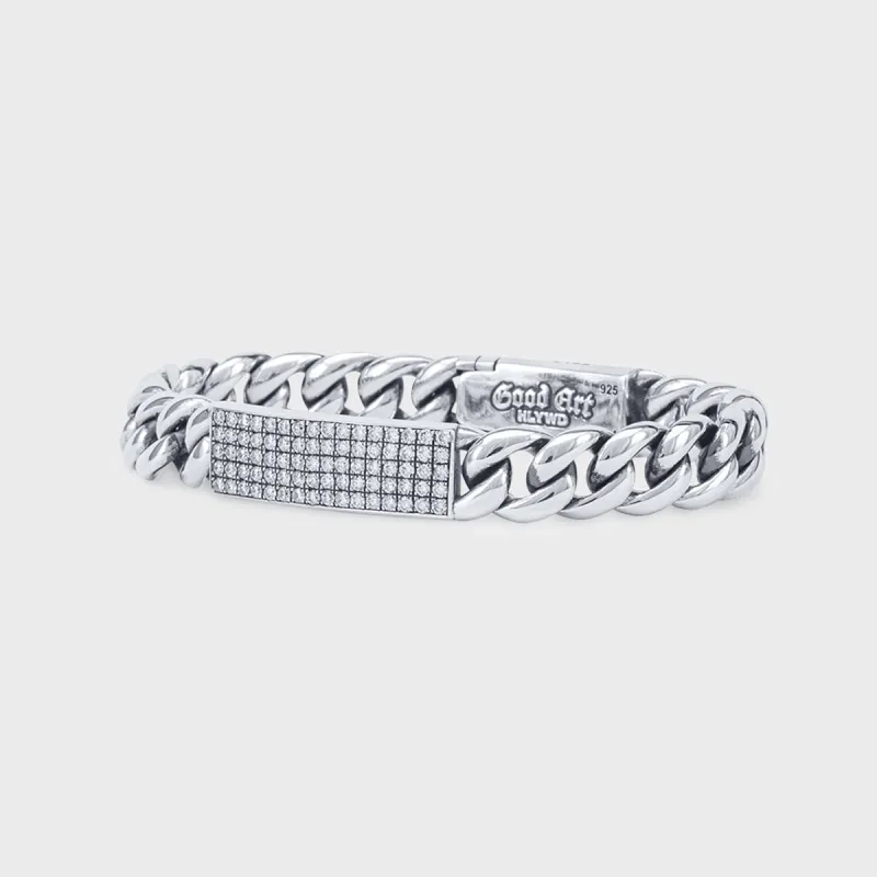 B & T ID Bracelet | White Diamonds Pavé - 4A made by Good Art Hlywd