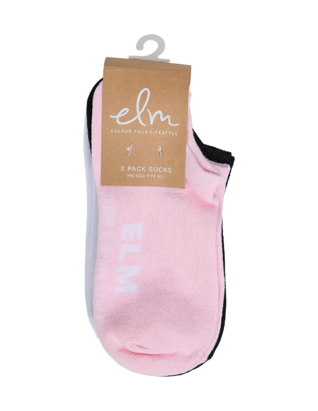 No Show Socks 3pk Pink sold by Elm Lifestyle