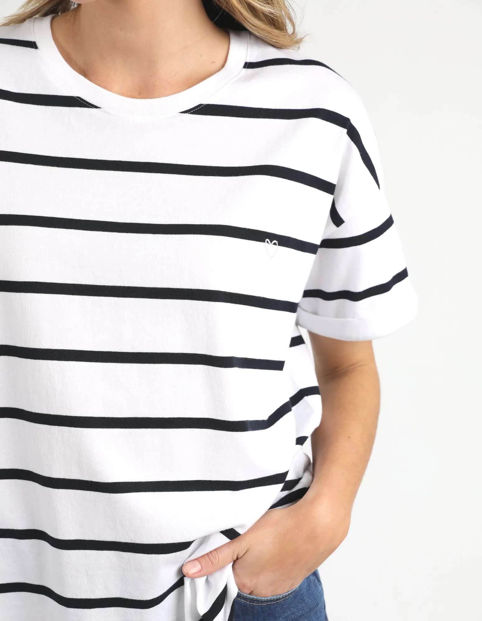 Halli Short Sleeve Tee White & Navy Stripe sold by Elm Lifestyle product image thumbnail 4