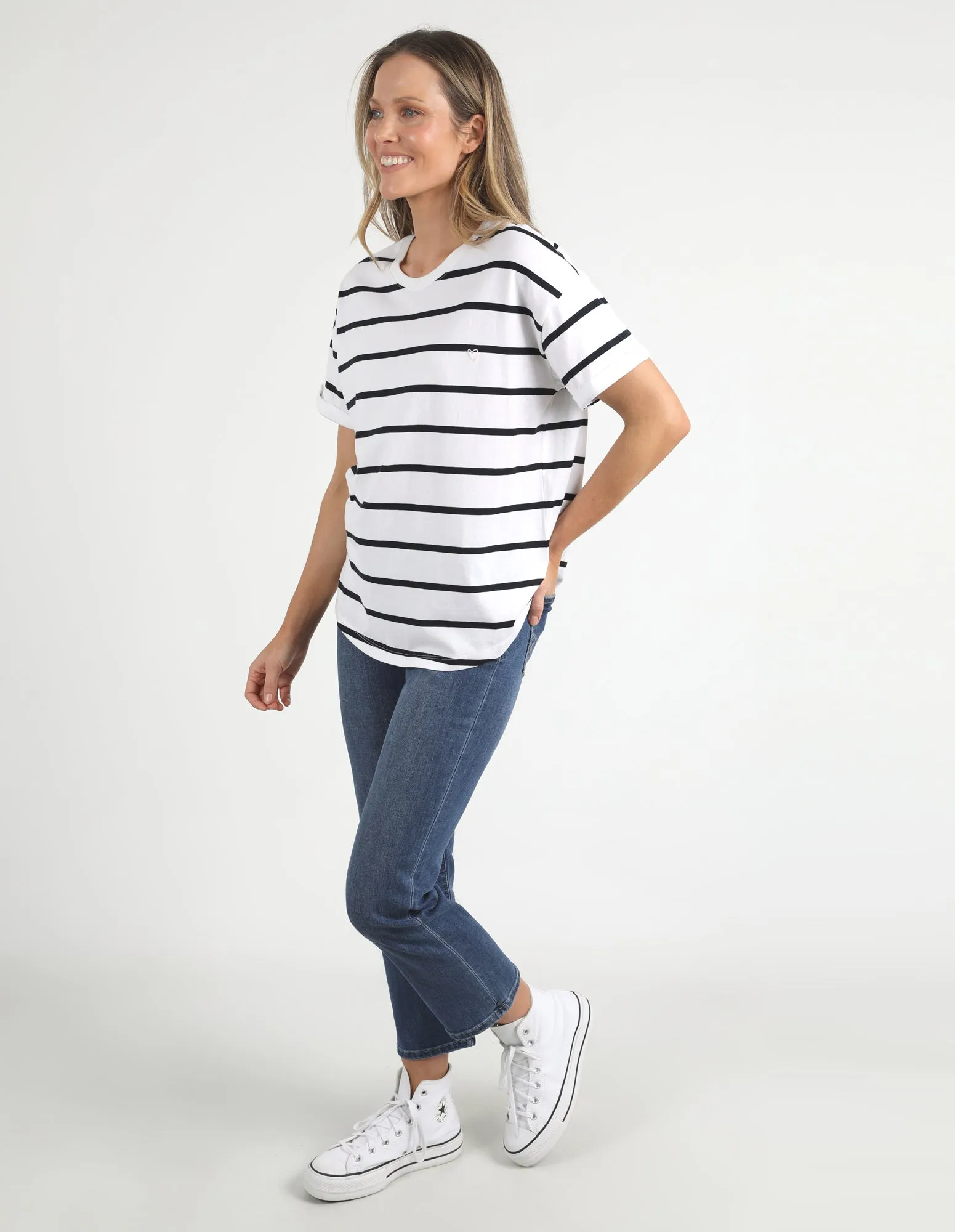 Halli Short Sleeve Tee White & Navy Stripe sold by Elm Lifestyle product image thumbnail 5