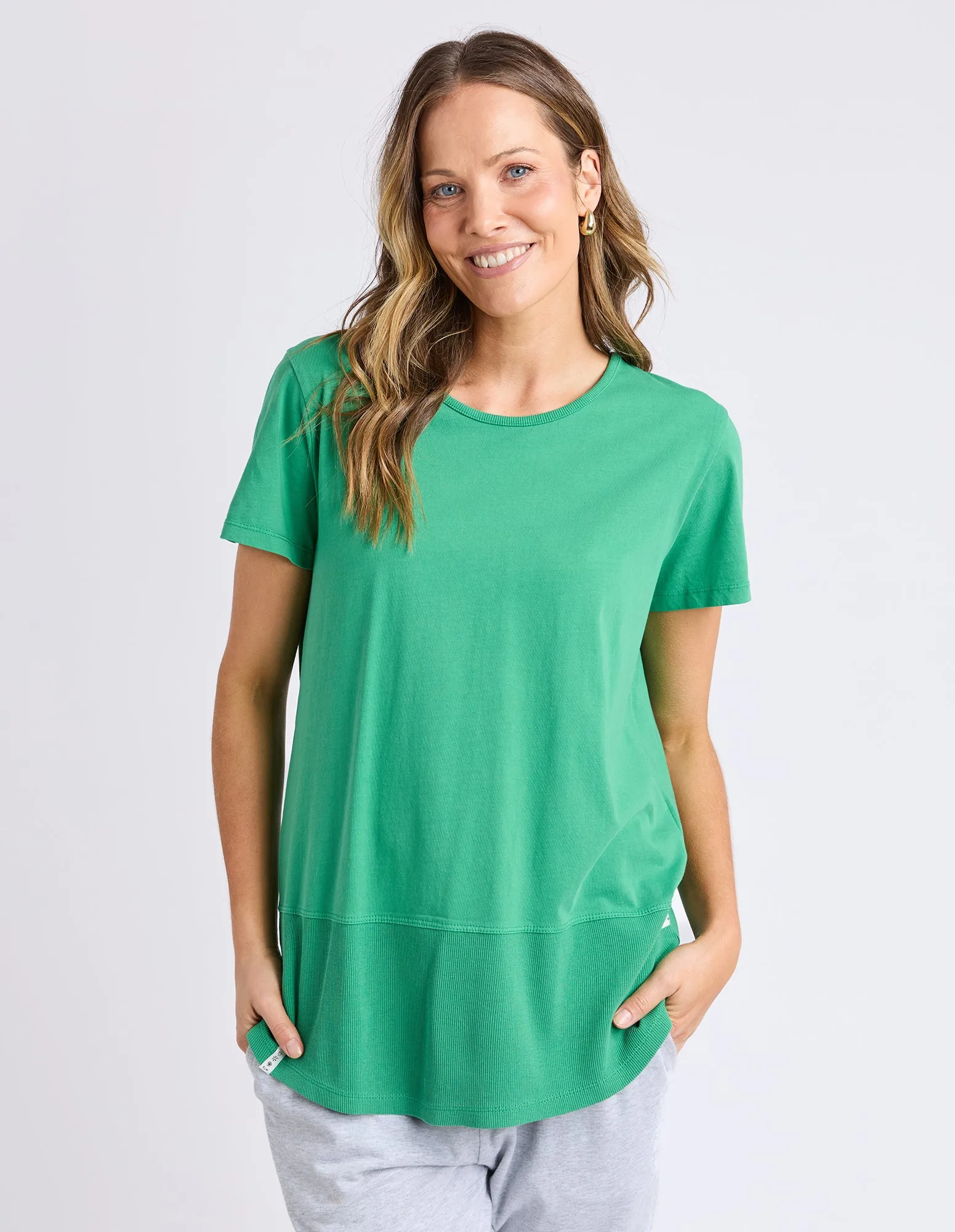 Rib Short Sleeve Tee Pine Green sold by Elm Lifestyle