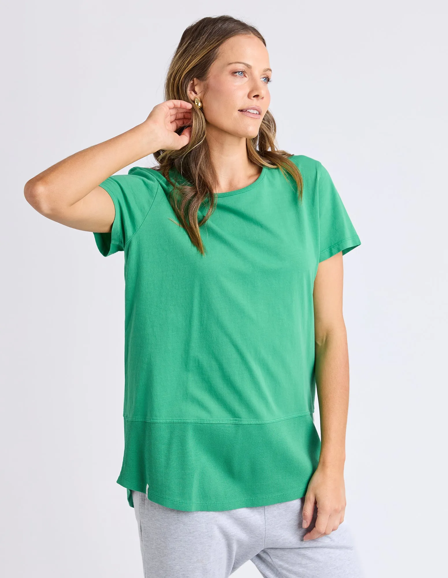 Rib Short Sleeve Tee Pine Green sold by Elm Lifestyle product image thumbnail 4