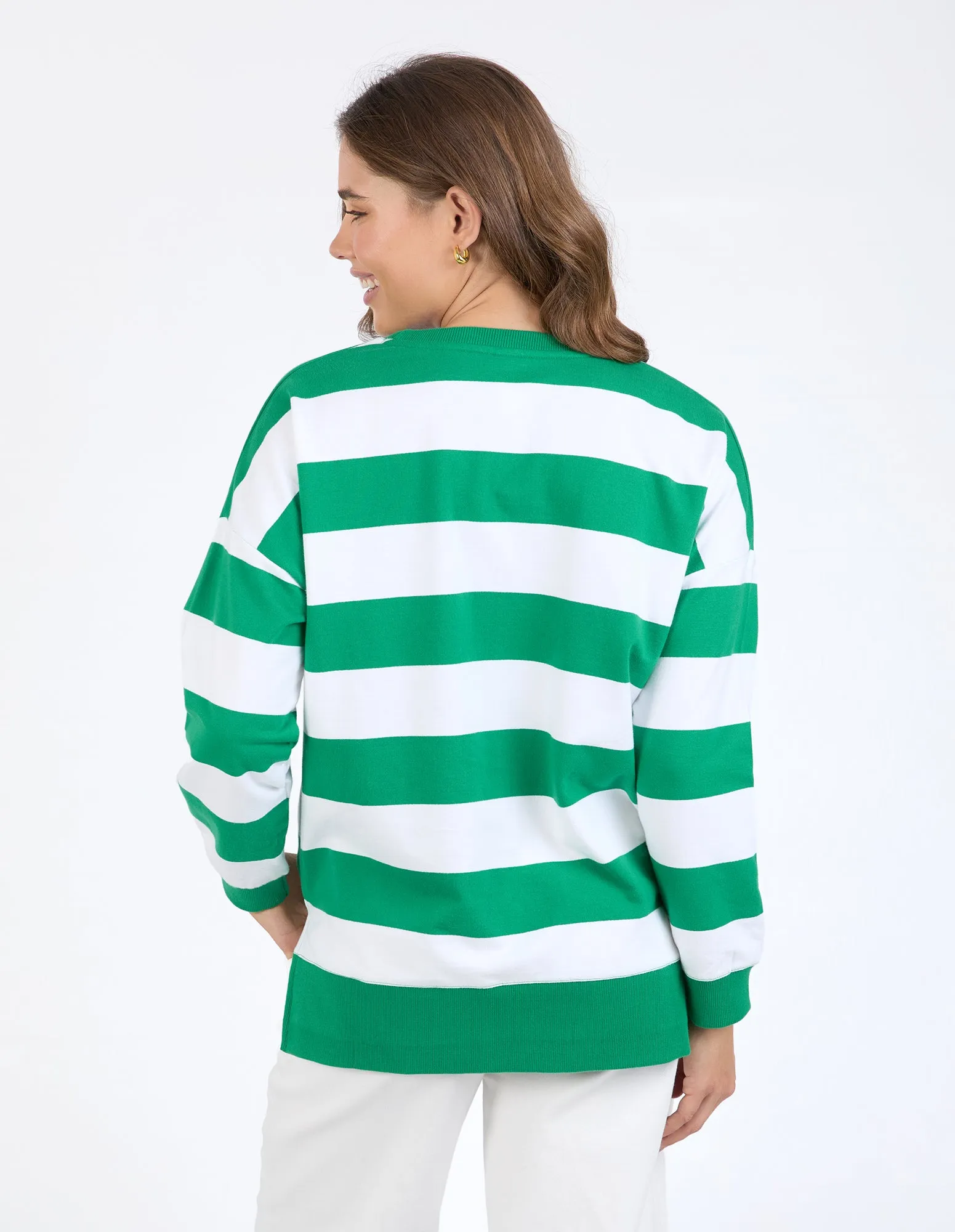 Billie Block Stripe Crew Pine Green & White sold by Elm Lifestyle product image thumbnail 4