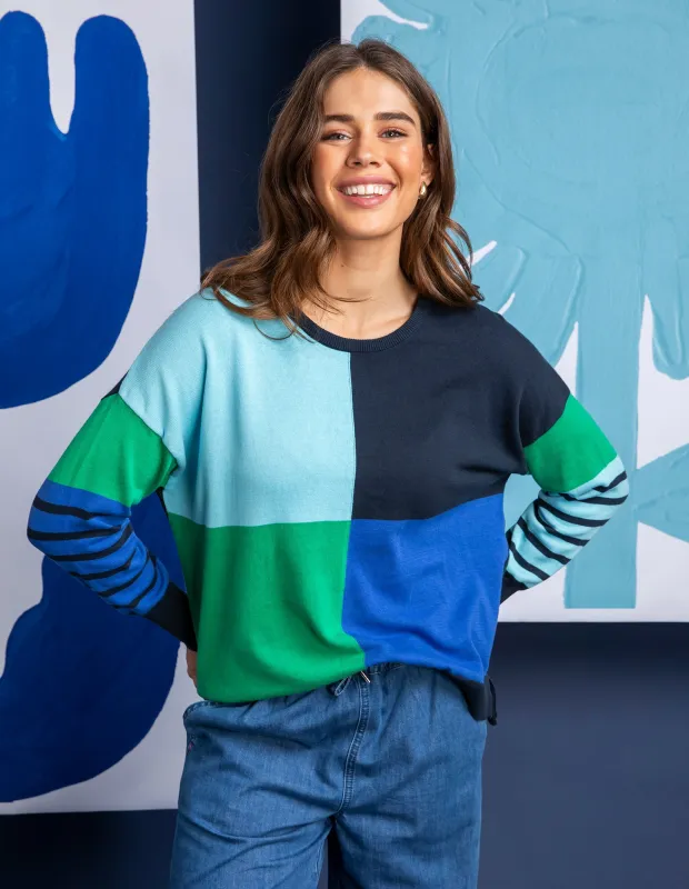 Fern Mixed Knit Blue, Green & Navy sold by Elm Lifestyle