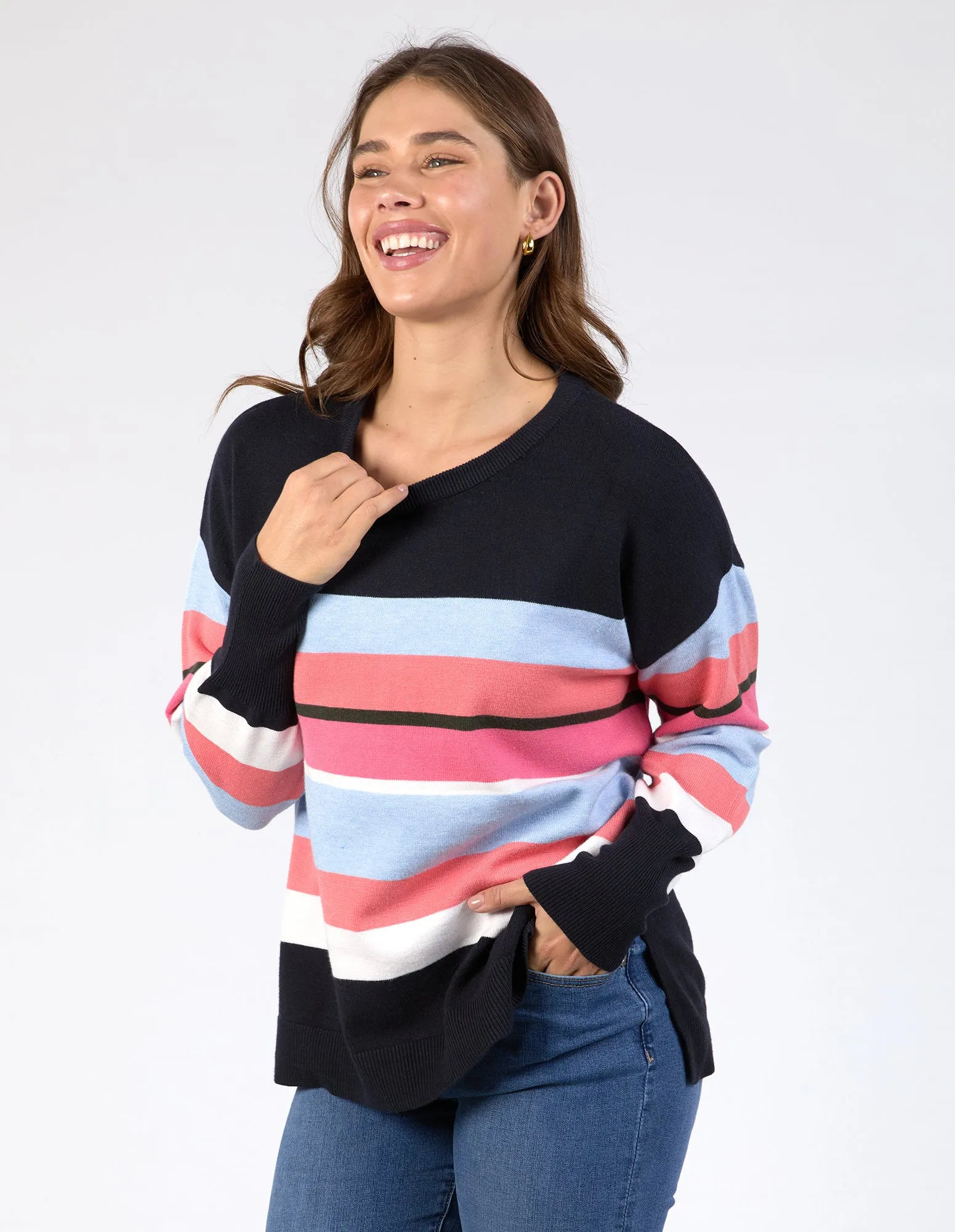 Lacey Stripe Knit Navy, Pink & Blue Stripe sold by Elm Lifestyle product image thumbnail 5