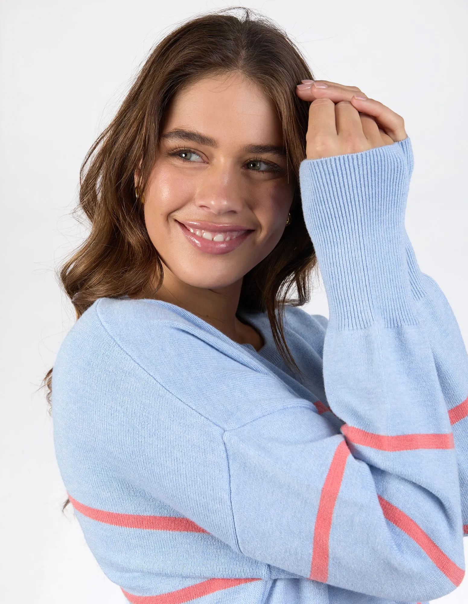 Charli Stripe Knit Sky Blue & Cosy Coral sold by Elm Lifestyle product image thumbnail 5