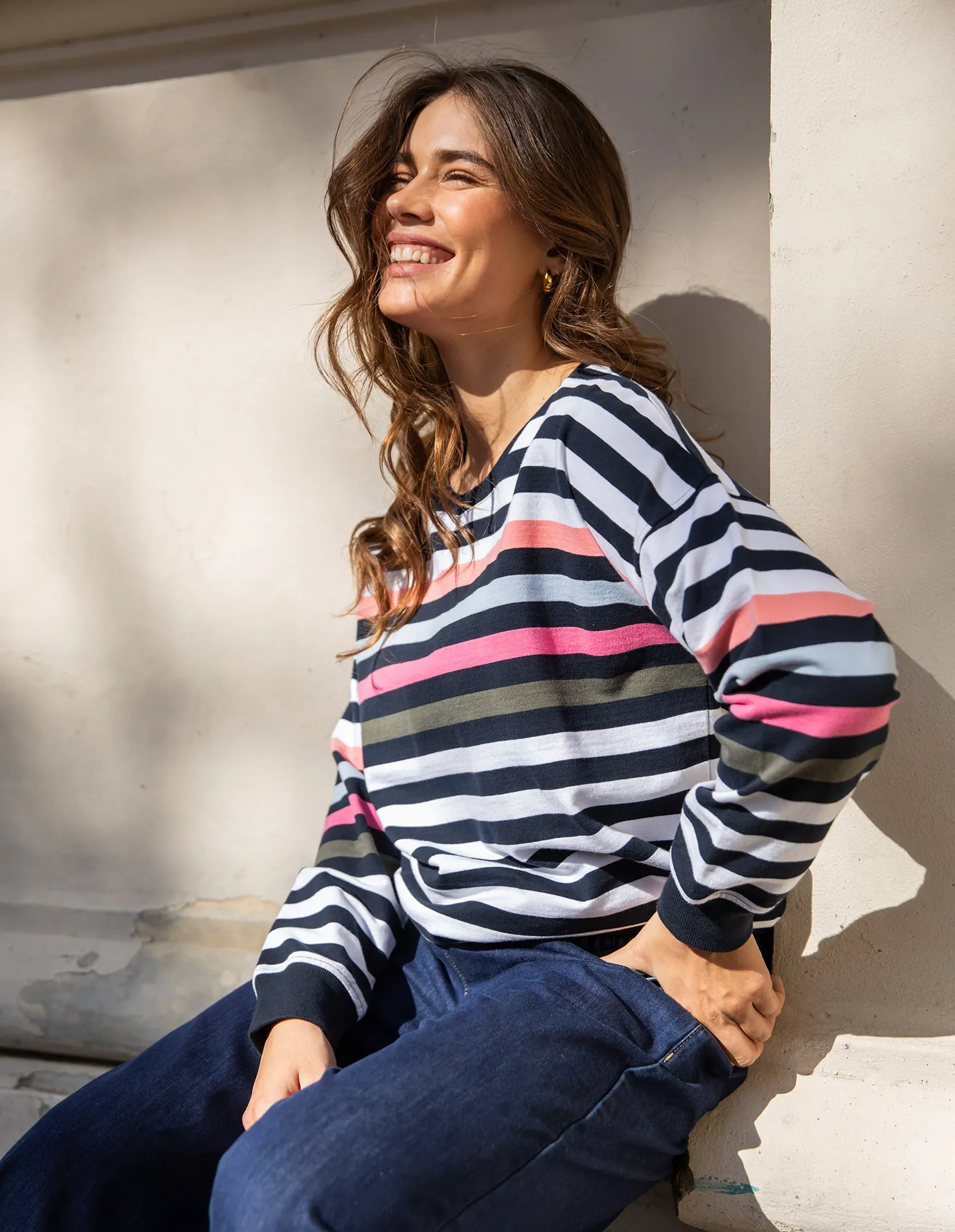 Merriment Crew Navy & White Stripe sold by Elm Lifestyle